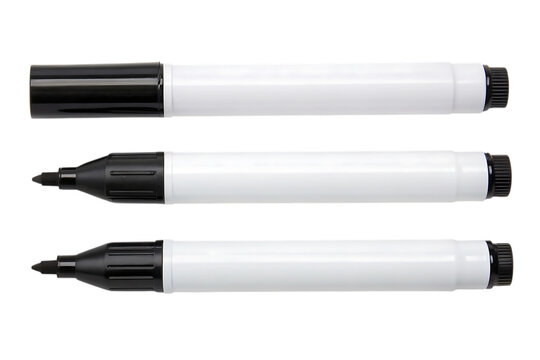Black marker pens on white clean background, whiteboard markers - Powered by Adobe