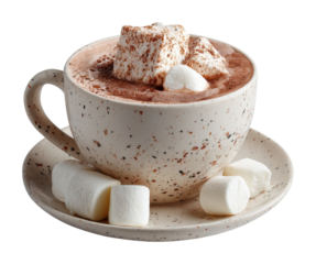 Hot chocolate with marshmallows kitchen food cozy isolated on transparent background