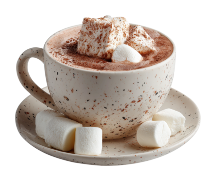 Hot chocolate with marshmallows kitchen food cozy isolated on transparent background