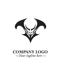 Head of Vampire Logo Symbol in Black on the White Background with Gothic Horror Vector Design