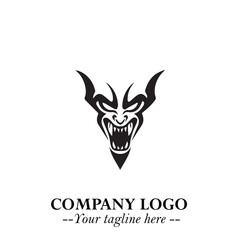 Head of Vampire Logo Symbol in Black on the White Background with Gothic Horror Vector Design