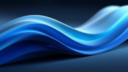 Smooth flowing abstract wave of layered blue tones with soft lighting and 3D texture forming a fluid modern digital background design