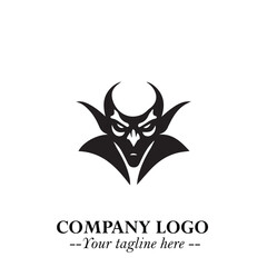 Head of Vampire Logo Symbol in Black on the White Background with Gothic Horror Vector Design