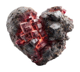 Crystal heart formation nature mineral collection beauty isolated on transparent background