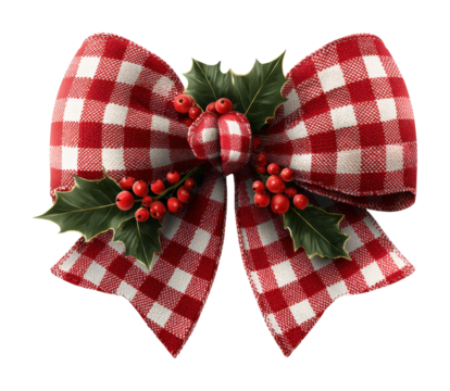 Festive holiday bow decoration home digital cheerful isolated on transparent background
