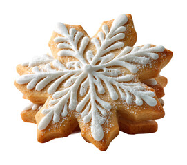 Festive winter baking snowflake cookies cozy kitchen food isolated on transparent background