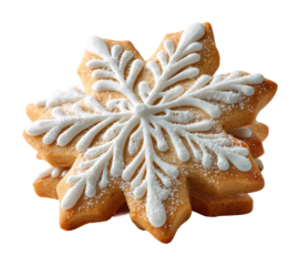 Festive winter baking snowflake cookies cozy kitchen food isolated on transparent background
