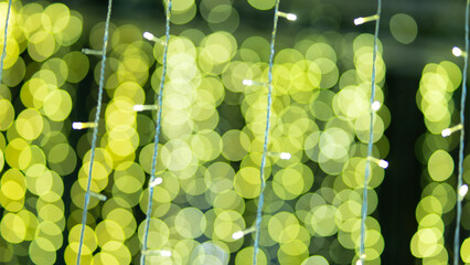 Bright gold sparkles and glowing lights, along with colorful decorations, glitter and bokeh, create a festive, sparkling and fun holiday atmosphere.