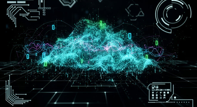 Digital fractal realms of abstract pattern and energy exploring science and math concepts in cyberspace texture - Powered by Adobe