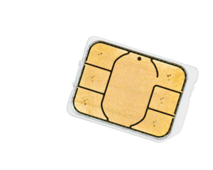 Isolated macro close up of a cell phone sim card