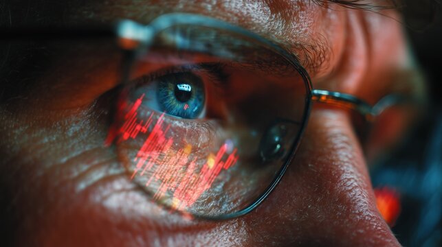 Reflected Panic, Trader's Eye Captures Real-Time Global Stock Market Crash on Digital Monitor - Powered by Adobe