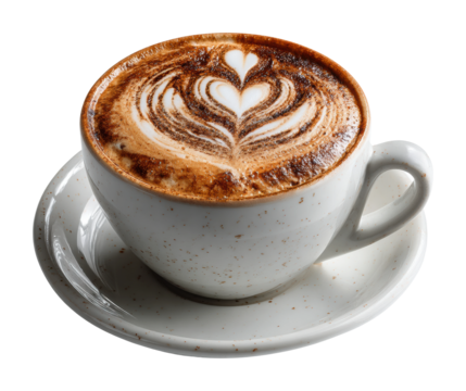 Brewing a cozy latte coffee cup at home warm atmosphere comfort isolated on transparent background