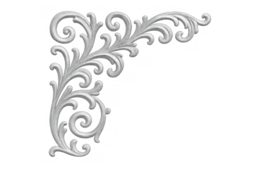 Ornate scrollwork corner decoration creating a vintage baroque architectural element with filigree pattern