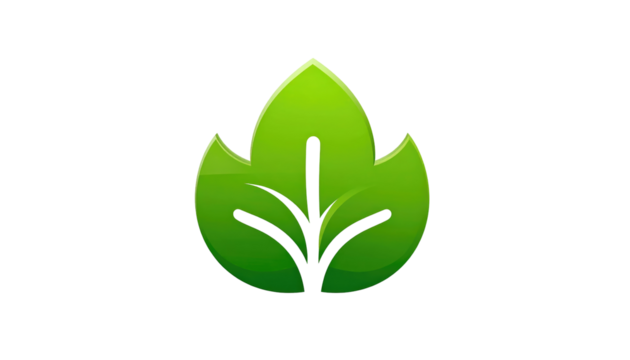 Three stylized, green leaves with highlights, arranged together on a black background. Simple, elegant, and nature-inspired