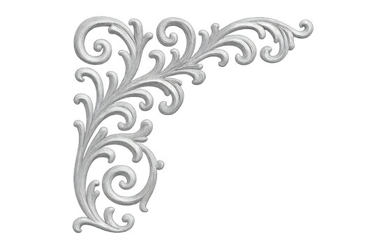 Ornate scrollwork corner decoration creating a vintage baroque architectural element with filigree pattern