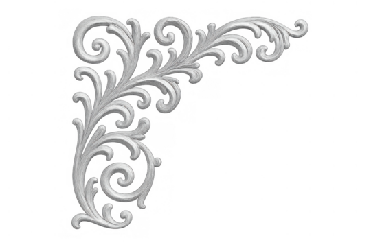 Ornate scrollwork corner decoration creating a vintage baroque architectural element with filigree pattern - Powered by Adobe
