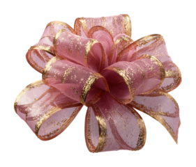 Decorative pink ribbon bow craft project fabric isolated on transparent background