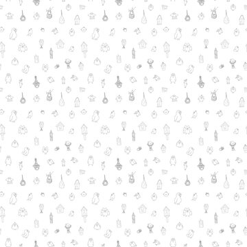 Cute birds and their birdhouses seamless pattern. Cute Cartoon birds background. Vector Illustration