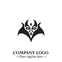 Head of Vampire Logo Symbol in Black on the White Background with Gothic Horror Vector Design