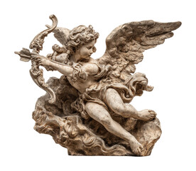 Cherubic archer sculpture museum decorative sculpture isolated on transparent background