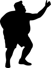 Dancing man silhouette design with chubby body for entertainment and music concept