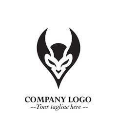 Head of Vampire Logo Symbol in Black on the White Background with Gothic Horror Vector Design