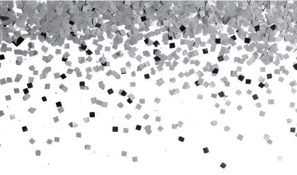 Silver Sugar Crystals Falling isolated on a transparent background