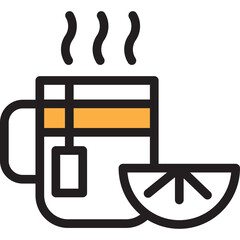 Steaming Hot Tea Cup with Orange Slice and Tea Bag on Transparent Background Representing Warm Beverage and Refreshment