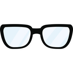 Stylish Black Framed Eyeglasses With Light Blue Lenses And A Transparent Background Perfect For Design And Editing
