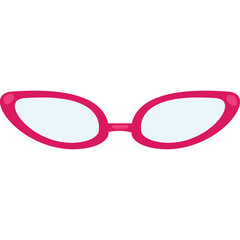 Stylish Pink Cat Eye Sunglasses with Blue Lenses isolated on a transparent background offering clear vision and sun protection