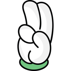 Stylized Cartoon Hand Showing Two Fingers Up Against Transparent Background