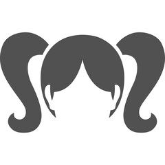 Stylized Graphic Icon of a Child's Face With Pigtails on a Clean White Background