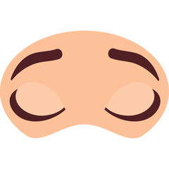 Stylized human eyes closed with eyebrows above on transparent background simple illustration