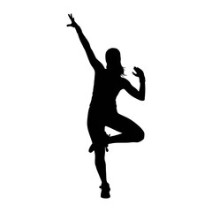 Silhouette vector of a woman doing Zumba against a white background