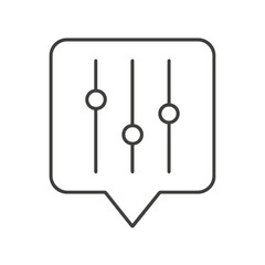 Thin-line sliders icon inside a square pin, symbolizing control and customization. Perfect for setup panels, configuration interfaces, and adjustment tools.