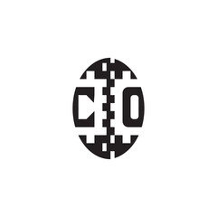 Fototapeta premium Pixel Logo Concept Bold Unique Design CO Monogram Initial Alphabet Alphabet