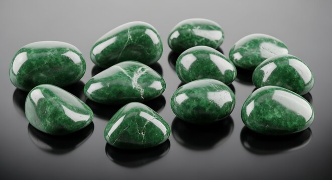 Collection of green aventurine stones with smooth, polished surfaces