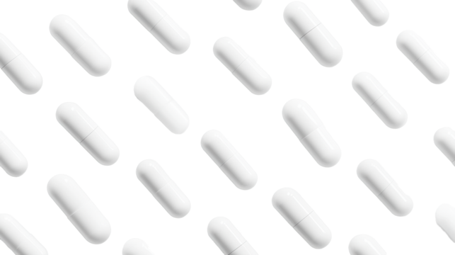 White Capsules on Transparent Background