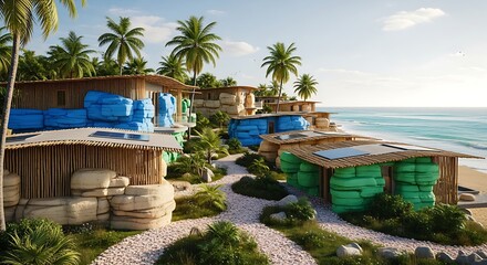 Beachfront Cave Houses with Palm Trees
