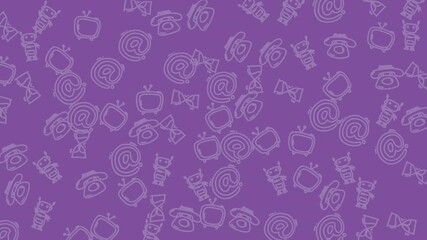animated technology icon seamless pattern on a purple background. Suitable for designs referencing retro technology, nostalgic themes, or digital concepts.