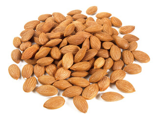 Food - Peeled Apricot Kernels on white Background
