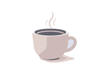 Obraz premium Steaming coffee cup illustration: A minimalist representation of a cup of coffee, with subtle steam, is depicted to evoke the comforting ritual of a warm beverage.