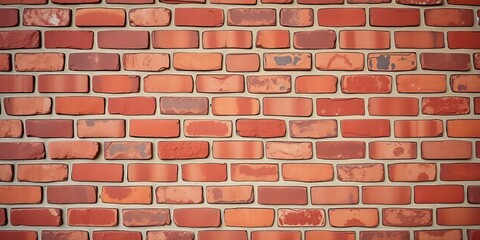Fototapeta premium Rough-textured brick wall, varying shades of red and brown, wall, industrial