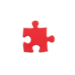 Red jigsaw puzzle piece illustration, connection, solution, problem solving, strategy, unity, isolated on transparent background