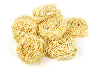 Food - Uncooked Asian Noodles on white Background