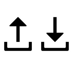 Upload and download icon on white background.