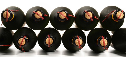 Prosecco Bottles Panorama - Champagne Bottle on white Background