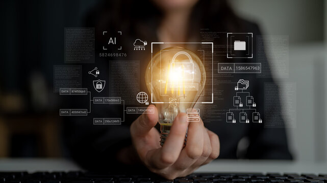 Digital padlock surrounded by data security diagrams representing encryption, network protection, and secure information management Parse