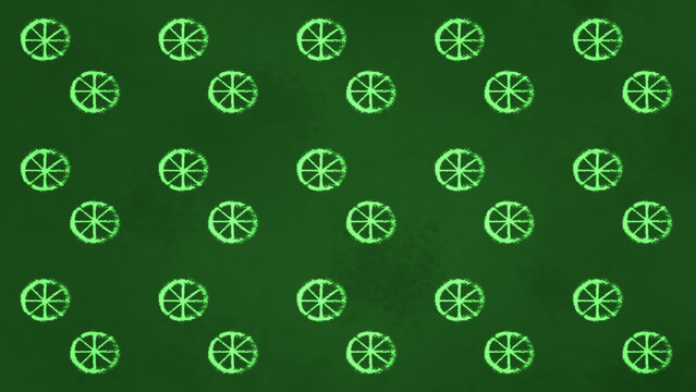 Seamless Repeat Pattern of Winter Solstice Symbols on Dark Green Grunge Background