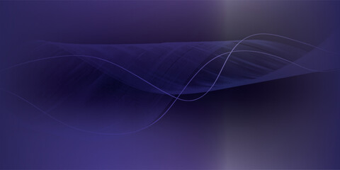 Futuristic abstract design with glowing ethereal light waves on a dark purple and indigo gradient.